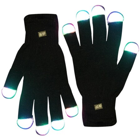 Surprise LED Black Gloves, Multi Color SU3330957